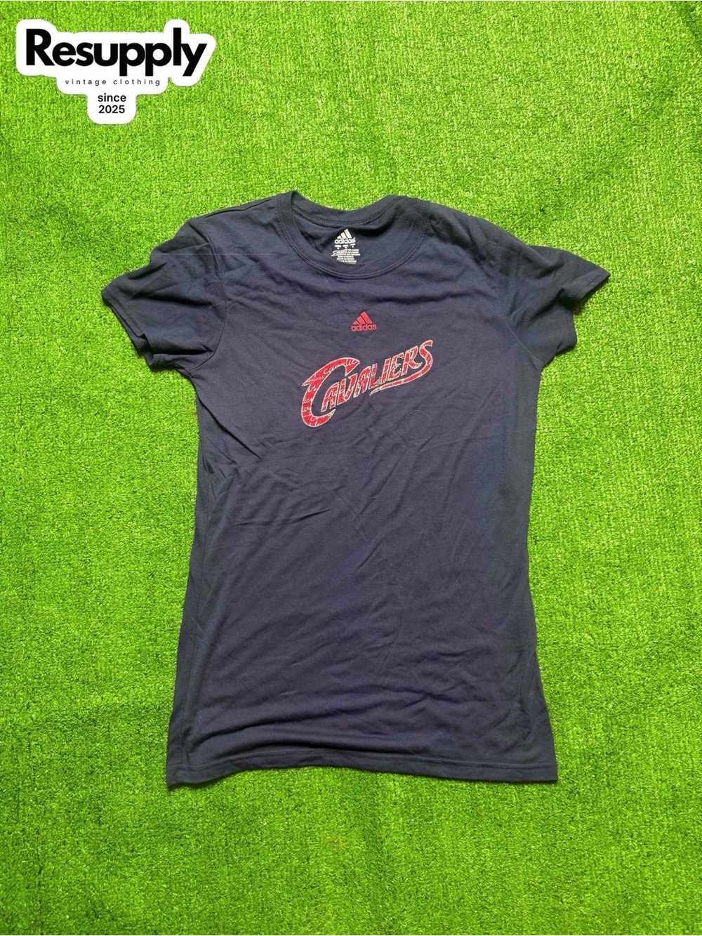adidas Navy Tee with Red Cavaliers Script